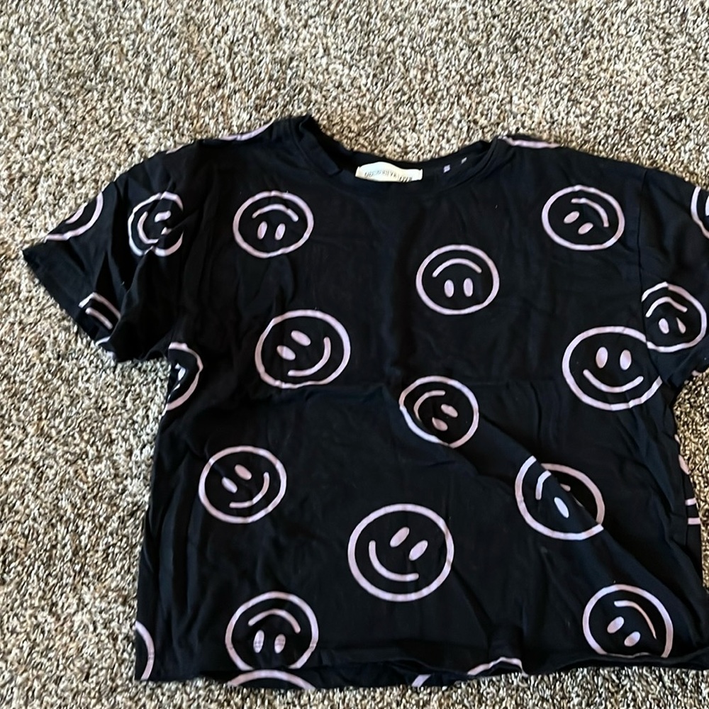 Black Purple Smiley Face Shirt for Women and Girls